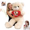 MeterBear Orsacchiotto Gigante Personalizzato Con Cuore E Registrazione Vocale 60 cm A 100 cm, Big Teddy Bear Personalizzabile Come Grande Orso Regalo Per San Valentino Natale Compleanno