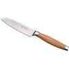 LE CREUSET Coltello Santoku, Lama in acciaio Damasco 18,8 da 13 cm con filo liscio, Manico in legno d'ulivo, Inossidabile, Marrone,Argento, 98000213000200