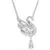 Swarovski Swan Collana Pendente, Gioiello con Zirconia Trasparenti e Crystal Pearls, Taglio Pear, Chiusura a Moschettone, Placcatura in Tonalitŕ Rodio, 38-47 cm, 2,8 x 1,6 cm