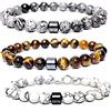 PUNELE Braccialetto per smettere di fumare, 3 braccialetti anti-ansia, 8 mm, braccialetto spirituale per energia positiva