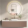 PonteSino Specchio da bagno di design HOKO rotondo da 60 cm Helsinki con illuminazione LED a risparmio energetico e cornice in metallo nero. Interruttore a sfioramento.