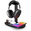 OEM Supporto per cuffie da gaming con ricarica wireless, portatile, supporto per cuffie nero