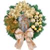 SZLIFE Ghirlanda di Natale per porte, decorazione natalizia, verde, ghirlanda artificiale riutilizzabile per porta d'ingresso, parete, composizioni, Oro 40cmx40cmx8cm