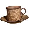 Sharplace Tazzina Da Caffè con Piattino, Tazza in Ceramica, Tazza Da Tè, Tazza Da Latte, Set Tazze Da Caffè per Bevande Fredde, Capodanno, Marrone