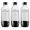 Sodastream Classic - 3 bottiglie d'acqua lavabili in lavastoviglie, capacità 1 litro, bottiglie per la gasatura compatibili con Gaia, Terra, Art ed Enso, ecologiche, colore nero.