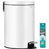 SONGMICS Pattumiera Rotonda, Cestino con 15 Sacchetti Spazzatura, Pedale in Metallo, Secchio Rimovibile in Plastica, Manico, Chiusura Ammortizzata, Acciaio, 20 L, Bianco Nuvola LTB021WZ01