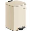 SONGMICS Pattumiera da Cucina, Cestino da 20 L, Cestino a Pedale in Acciaio, con Secchio Interno, Chiusura Morbida e Resta Aperto, Beige Sabbia LTB592A02