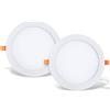 LVWIT 2x Pannello LED Rotondo da Soffitto - 18W equivalente a 150W, Plafoniera LED da Ufficio da Incasso, 1650 Lumen, Colore Bianco Neutro 4000K - Pacco da 2 Pezzi.
