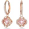 Swarovski Orecchini pendenti Una, Quadrifoglio, Rosa, Placcato color oro rosa