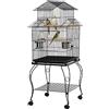 Yaheetech Gabbia Uccelli Metallo Piedistallo 59,5 × 59,5 × 140 cm Nera