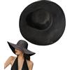Bamboopack Cappello da spiaggia da donna, cappello da sole a tesa larga, cappello di paglia pieghevole, arrotolabile, cappello da spiaggia a tesa grande, cappello estivo (nero), bianco, 23