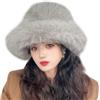 LJRPUPY Cappello invernale da donna in finta pelliccia di visone, cappello caldo peloso Ushanka cappello da pescatore cappello da pescatore cappello mongolo, Grigio chiaro, Taglia unica