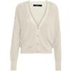 VERO MODA VMNEWLEX Shine LS Short V-Neck Card. Rep, Maglione Cardigan Donna, Birch/Detail:W. Silver Lurex,