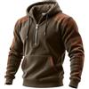 ZDSUHYIW Felpa con cappuccio da uomo oversize, con mezza zip, invernale, a maniche lunghe, con coulisse, in cotone, con cappuccio, stile motociclistico, caffè, XL