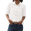 Theenkoln Camicetta da donna in 100% cotone con maniche a sbuffo, scollo a V e motivo traforato, camicia estiva leggera a maniche corte con volant trasversali, camicia casual con bottoni, bianco, XL