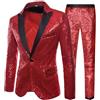 ZDSUHYIW Abito con paillettes per uomo con glitter tuta da uomo 2 pezzi oro abiti per feste ballo di fine anno slim fit giacca pantaloni set casual business stile britannico blazer cappotto pantaloni