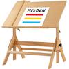 MEEDEN Tavolo da Disegno in Legno Massello, Scrivania da Disegno, Scrivania da Studio, Tavolo con Altezza Regolabile e Piano Inclinabile per Opere D'arte, Grafica, Lettura