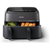 Philips Dual Basket Air Fryer - Cottura sana, veloce e versatile, Friggitrice ad aria con Doppio Cestello da 9L, Touchscreen, design a 2 cestelli con doppia resistenza e termostasti separati(NA350/00)