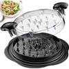 SURETIVIAN Trituratore di pollo grande con spazzola e forchetta - Tritapolli visibile con striscia antiscivolo, manico ergonomico, senza BPA, adatto per pollo, maiale e manzo (nero)