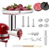 TechVizrs Accessorio Tritacarne per KitchenAid Robot da Cucina, Accessorio Tritacarne in Acciaio Inossidabile Include Insaccatrice, Spazzola per la Pulizia, Set Affettatrice/Sminuzzatrice per KitchenAid