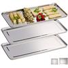 Relaxdays Vassoio in Acciaio Inox, Set 3 Piatti da Portata Rettangolari, Antipasto, Aperitivo, Buffet, 45,5x22, Argento