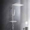 Görbach Colonna Doccia Acciaio Inox senza Miscelatore, Colonna Doccia idromassaggio con Asta Doccia Regolabili e Mensola, Set Doccia a Pioggia con Soffione 35×25 cm Cromo