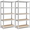 SONGMICS Set di 2 Scaffali in Metallo, Scaffalature a 5 Ripiani Regolabili, Senza Viti, Scaffale Salvaspazio per Garage, Magazzino, Portante 875 kg, 40 x 90 x 180 cm, Argento GLR040E02