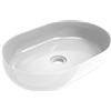 ERCOS Lavabo D'appoggio Ovale In Ceramica, Lavabo Bagno Colore Bianco Lucido , Senza Troppopieno, Dimensioni 600x416 mm