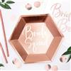 PartyDeco 6 Piatti di Carta Bride Squad Oro Rosa 23 cm - Rosa - Taglia Unica