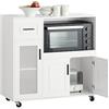 SoBuy Carrello da Cucina con ruote frenate & vano microonde, 88,5x89x40cm