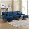Soweiz Divano moderno a forma di U, 4 posti - divano da salotto - con poggiapiedi, divano modulare, confortevole e durevole (ciniglia, blu)