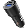 Technaxx TX-306, doppio caricabatterie per auto da 60W, adattatore per caricabatterie da 2 porte per accendisigari con uscita USB Type-C e USB-A, PD da 30 W e QC3.0, ricarica dinamica PPS
