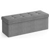 SONGMICS MAZIE Collezione - Cassapanca, Pouf Contenitore, Poggiapiedi Pieghevole da 38 x 110 x 38 cm, Ottomano, Portante 300 kg, per Soggiorno, Camera da Letto, Entrata, Grigio Chiaro LSF77G