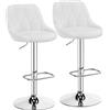 Yaheetech Set 2 Sgabelli Bar Alti Altezza Regolabile Cucina Design Moderni con Schienale Girevole Imbottiti in Finta Pelle Poggiapiedi Metallo Bianchi