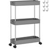 SONGMICS Carrello Portaoggetti a 3 Livelli, Carrello con Ruote, Carrellino da Cucina Bagno Ufficio, 14,4 x 42 x 60,6 cm, Grigio Tortora KSC007G01