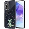 Unov Custodia compatibile con Samsung Galaxy A55 5G Custodia trasparente con design morbido TPU assorbimento degli urti sottile motivo in rilievo protettivo 6,6 pollici (dinosauro arcobaleno)