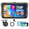 Hodozzy 4GB+64GB Android Autoradio per VW Passat Golf Polo Seat Skoda Jetta EOS Touran Sharan, Hodozzy 8 Pollici Touchscreen con Wireless Carplay Android Auto GPS Wifi Bluetooth FM/RDS DSP Canbus Retromarcia