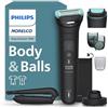 Norelco Philips Norelco Body Groomer serie 7000, Groomer per tutto il corpo, testina flettente 2D che segue i contorni, sistema di rasatura tripla protezione e rasoio per capelli intimi, 100% impermeabile