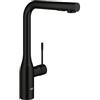 GROHE Essence Rubinetto Cucina Estraibile (Bocca L Alta, Doppio Spray, Rotazione 360°, Cartuccia Ceramica 28 mm), Nero Opaco