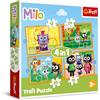 Trefl - Milo, Scopri Milo e i Suoi Amici - Puzzle 4in1, 4 Puzzle, da 12 a 24 Pezzi - Diversi Gradi di Difficoltà, per Bambini dai 3 anni