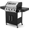 GTR Barbecue A Gas E Pietra Lavica 4 Fuochi Coperchio Con Vetro Ke Grill GTO895-0441-B
