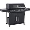 GTR Barbecue A Gas E Pietra Lavica 6 Fuochi Coperchio Con Vetro Ke Grill Master Steak