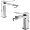 Paffoni coppia miscelatori lavabo e bidet scarico automatico cromato mod. Tilt
