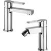 Paffoni coppia miscelatori lavabo e bidet senza scarico cromato mod. Ringo