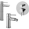 Paffoni set miscelatori lavabo alto, bidet senza scarico e incasso doccia deviatore 2 vie cromato mod. Stick