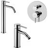 Paffoni set miscelatori lavabo alto, bidet senza scarico e incasso doccia deviatore 2 vie cromato mod. Light