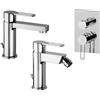 Paffoni set miscelatori lavabo, bidet scarico automatico e incasso doccia deviatore 2 vie cromato mod. Ringo