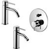 Paffoni set miscelatori lavabo, bidet senza scarico e incasso doccia 2 vie a pulsante cromato mod. Light