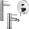 Paffoni set miscelatori lavabo alto, bidet senza scarico e incasso doccia 2 vie a pulsante cromato mod. Stick