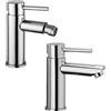 Paffoni coppia miscelatori lavabo e bidet senza scarico cromato mod. Stick